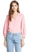 Tibi Merino Wool Bell Sleeve Sweater In Pink