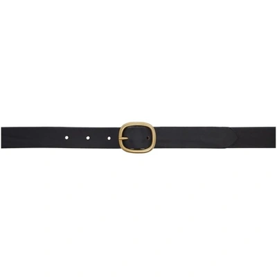 Maximum Henry Black And Gold Oval Slim Belt In Blk.brass