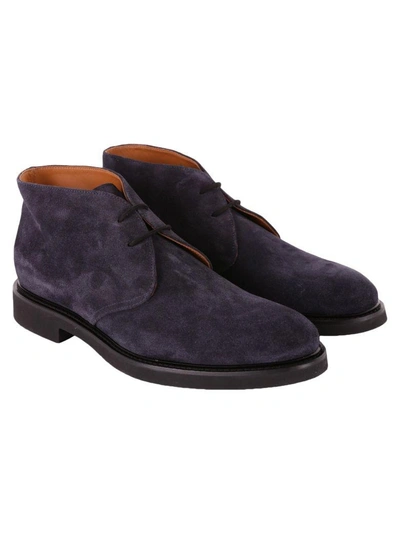 Doucal's Suede Lace-up Shoes In Blue