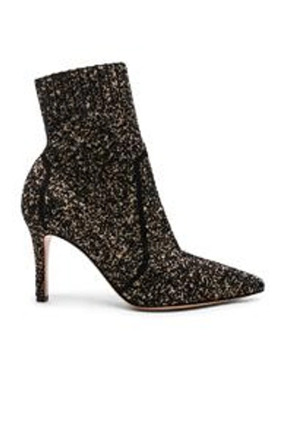 Gianvito Rossi Boucle Knit Katie Ankle 短靴 In Black & Bisque