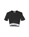 Rabanne Cropped Logo-waistband T-shirt In Black