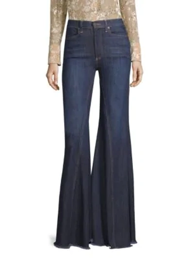 Alice And Olivia High-rise Exaggerated Ruffle Hem Jeans In Dream On
