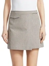 THEORY Wool-Blend Plaid Mini Wrap Skirt