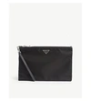 Prada Saffiano Leather Logo Pouch In Black