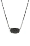 Kendra Scott Elisa Filigree Pendant Necklace In Gunmetal/ Black Drusy