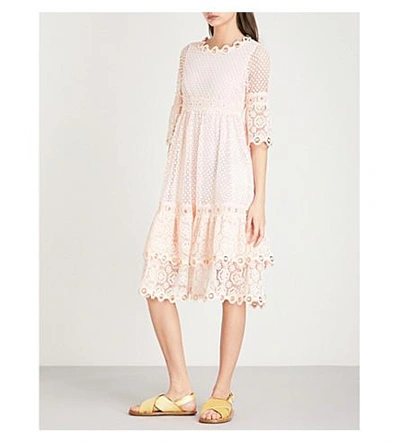 Maje Roso Guipure Lace Dress In Pink