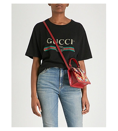 Gucci Logo-print Cotton-jersey T-shirt In Black