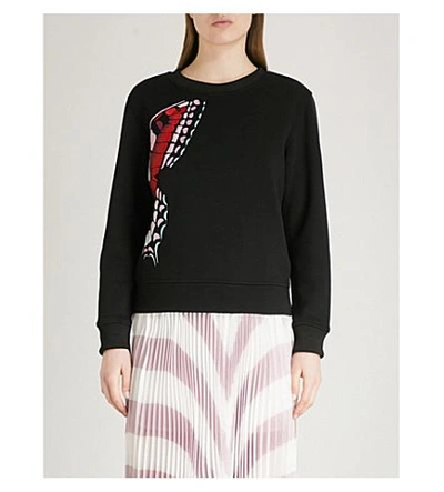 Maje Theophile Butterfly Embroidered Sweatshirt In Black