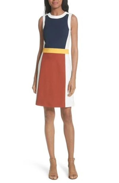 Tory Burch Mya Sleeveless Colorblock Ponte Dress In Blue