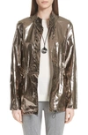 ST JOHN LAMINATED METALLIC FUNNEL NECK JACKET,K60SW03