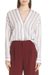 VINCE TEXTURED STRIPE BLOUSE,V505412043