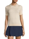 CARVEN Embellished Collared Top,0400097499099