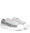MIU MIU 品牌标志亮片金葱运动鞋,P00335734