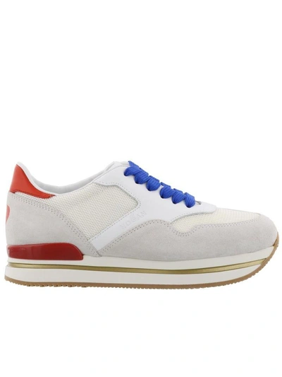 Hogan H222 White, Red And Gold Leather And Mesh Sneaker In Multicolor