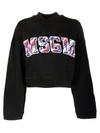 MSGM MSGM STRIPED CROPPED LOGO SWEATSHIRT,10634600