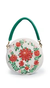 CLARE V EMBROIDERED CIRCLE CLUTCH
