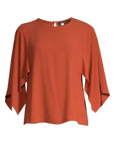 Eileen Fisher Plus Size Cape-sleeve Silk Top In Orange