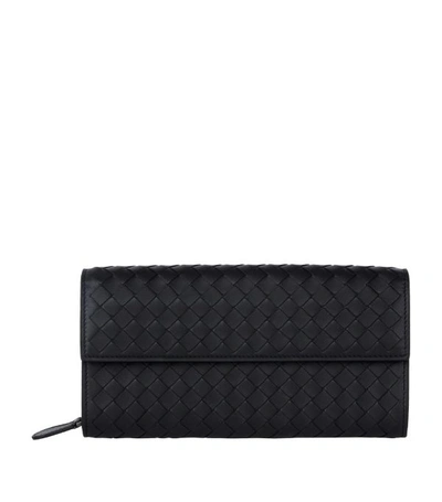 Bottega Veneta Intrecciato Leather Continental Wallet In Black