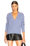 Tibi V-neck Airy Alpaca Blend Sweater In Blue