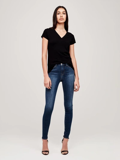L'agence Becca Cotton V-neck Tee In Black