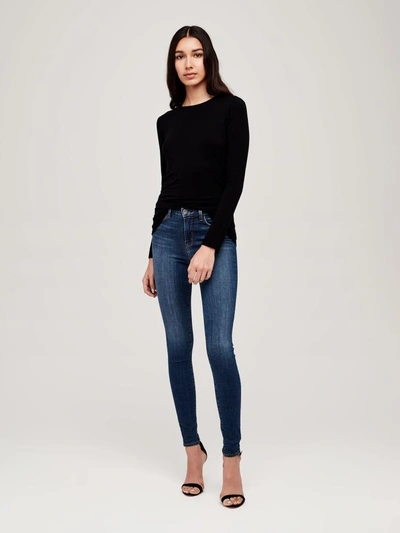 L'agence Tess Long Sleeve Stretch Jersey Top In Black