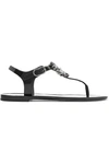 DOLCE & GABBANA CRYSTAL-EMBELLISHED RUBBER AND PATENT-LEATHER SANDALS