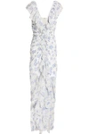 ALICE MCCALL ALICE MCCALL WOMAN OFF DUTY RUFFLE-TRIMMED FLOCKED CHIFFON GOWN IVORY,3074457345618887867