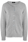 A.P.C. WOMAN MERINO WOOL, CASHMERE AND MOHAIR-BLEND CARDIGAN GRAY,AU 5016545970229728