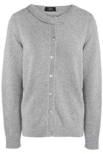 Apc Woman Merino Wool, Cashmere And Mohair-blend Cardigan Grey