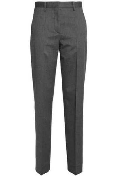 Apc Herringbone Wool And Cotton-blend Tapered Trousers In Dark Grey