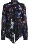 MILLY MILLY WOMAN PUSSY-BOW FLORAL-PRINT SILK-GEORGETTE BLOUSE BLACK,3074457345619082877