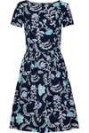 OSCAR DE LA RENTA Pleated printed stretch cotton-poplin dress,US 13331180552193952