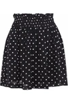 GANNI WOMAN MONETTE GATHERED POLKA-DOT CHIFFON MINI SKIRT BLACK,AU 1874378723040093