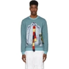 JW ANDERSON JW ANDERSON BLUE AND BLACK TROMPE LOEIL SHIRT CREWNECK SWEATER