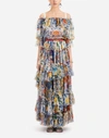 Dolce & Gabbana Majolica Print Chiffon Gown In Majolica Print