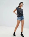 ANNA SUI BADGE DENIM LEVI SHORTS - BLUE,518Q42