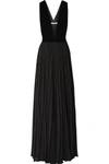 GIVENCHY VELVET AND PLEATED SILK-GEORGETTE GOWN