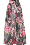 ALEXIS MABILLE BOW-DETAILED FLORAL-PRINT ORGANZA MAXI SKIRT