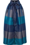 ALEXIS MABILLE BOW-DETAILED EMBELLISHED STRIPED SATIN-PIQUÉ MAXI SKIRT
