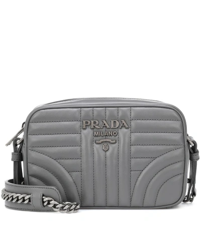 Prada Diagramme Leather Crossbody Bag In Grey