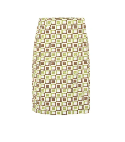 Prada Printed Cotton Skirt In Green