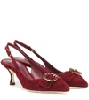 DOLCE & GABBANA EMBELLISHED SUEDE SLINGBACK PUMPS,P00328812