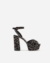 Dolce & Gabbana Flocked Metallic Canvas Platform Sandals In Silver