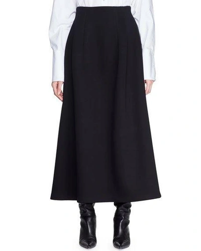 The Row Lantely Long Pleated A-midi Skirt In Black