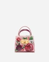 DOLCE & GABBANA SMALL WELCOME BAG IN PEONY-PRINT BOARDED CALFSKIN,BB6437AU629HDR40