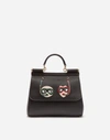 DOLCE & GABBANA MEDIUM SICILY BAG IN DAUPHINE CALFSKIN WITH PATCHES OF THE DESIGNERS,BB6002AU79080999
