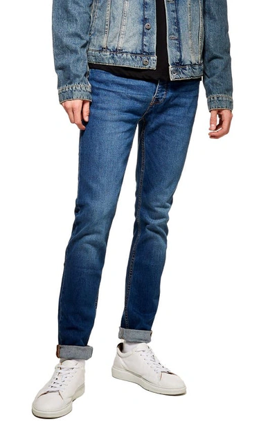 Topman Stretch Skinny Fit Jeans In Blue