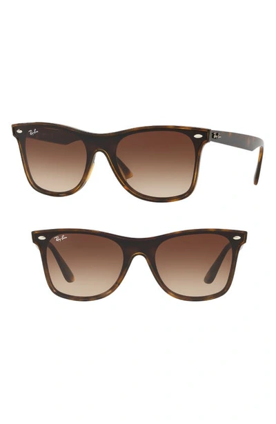 Ray Ban Blaze 141mm Wayfarer Shield Sunglasses - Light Havana Gradient In Tortoise