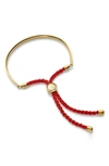 Monica Vinader Engravable Fiji Friendship Bracelet In Yellow Gold/ Coral