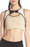 Nike Lab X Mmw Medium Support Dri-fit Sports Bra In Fossil/ Desert Ore/ Black